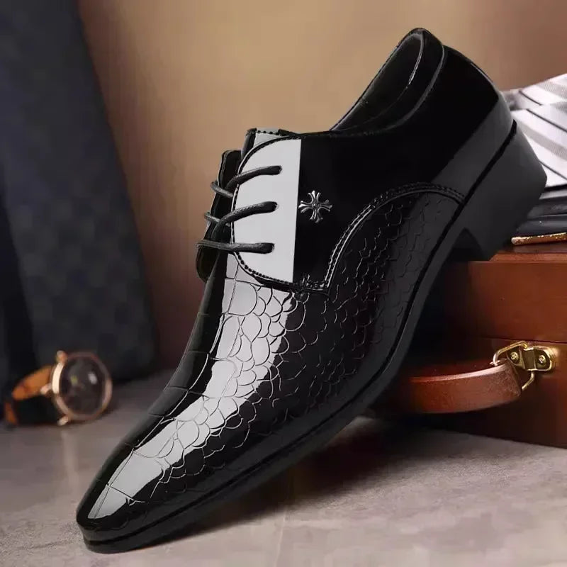 Italian Luxury Patent Leather Oxford – Classic Men's Pointed Derbies