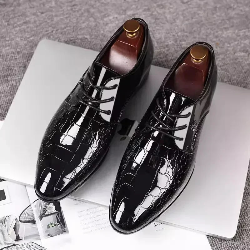 Italian Luxury Patent Leather Oxford – Classic Men's Pointed Derbies
